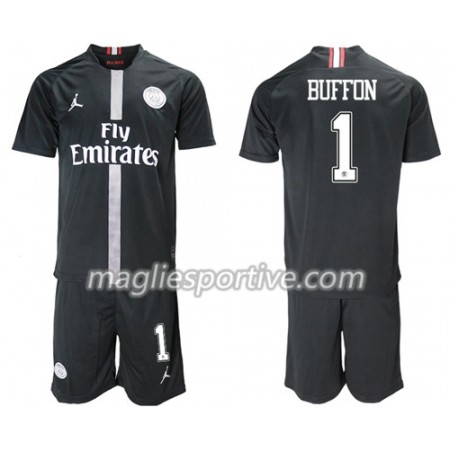 Completo Calcio Paris Saint Germain Buffon 1 Jordan Giallo Bambino Divisa Terza 2018/2019